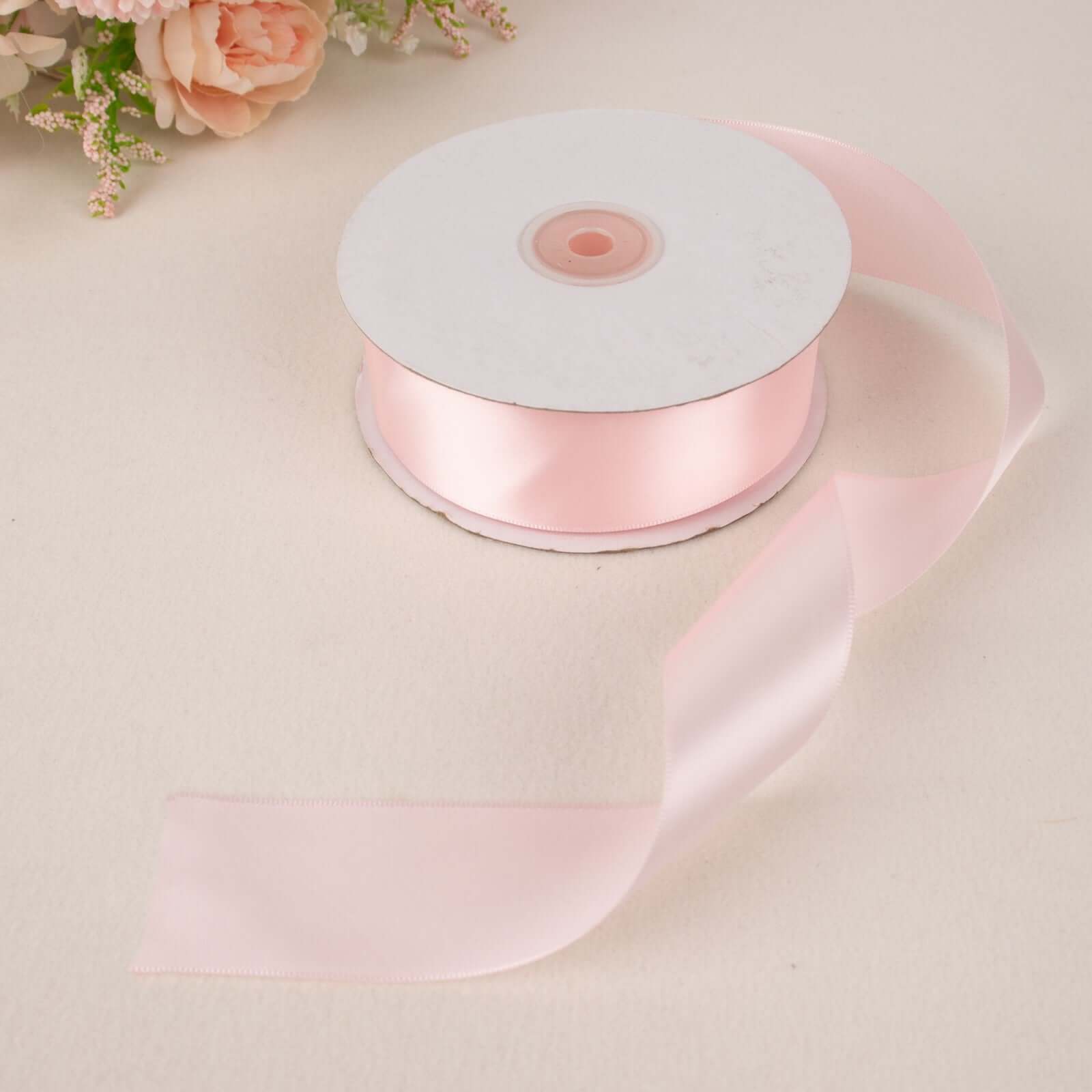50 Yards 1.5" Blush Single Face Decorative Satin Ribbon