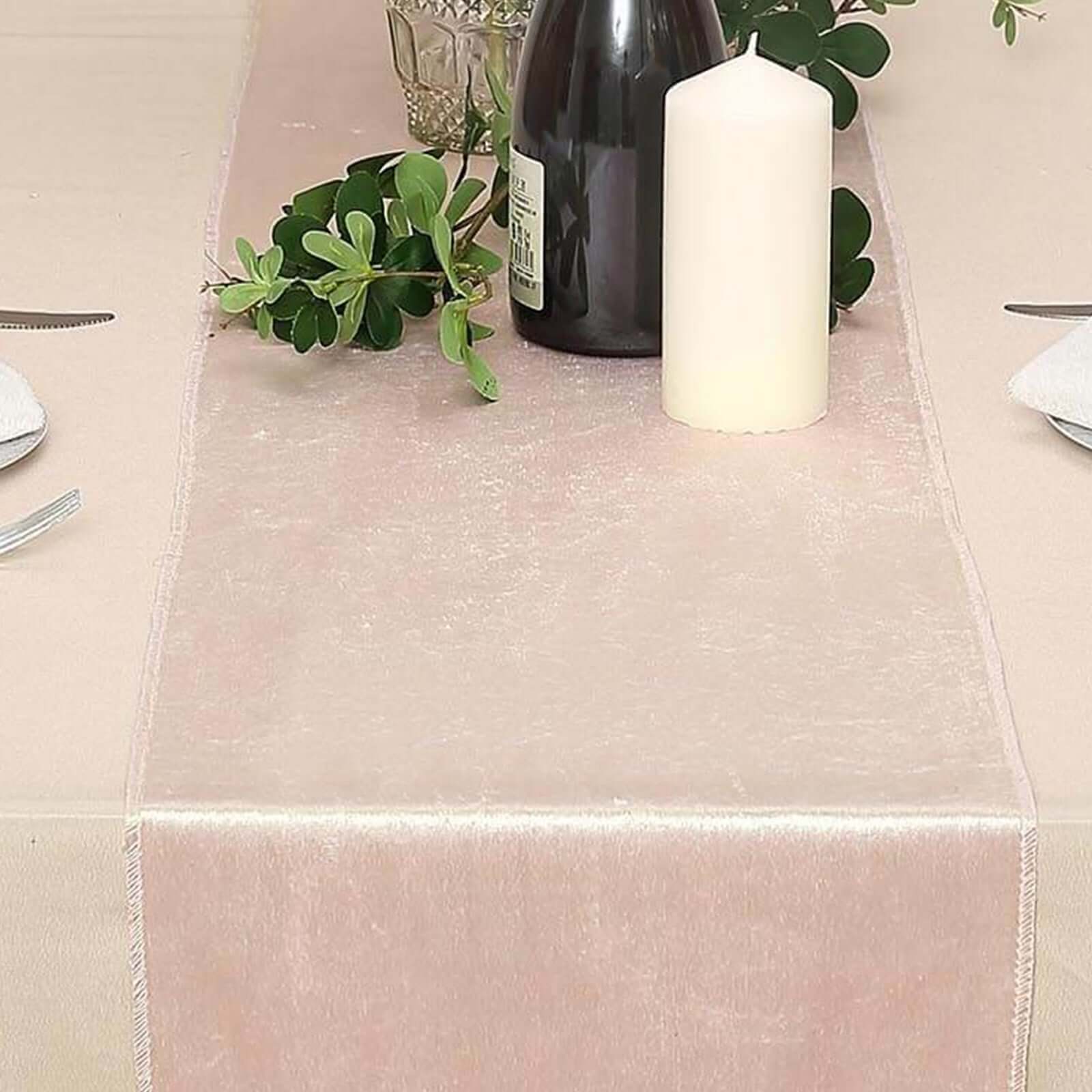 Premium Velvet 12"x108" Table Runner Blush - Sheen Finish Reusable Table Decor