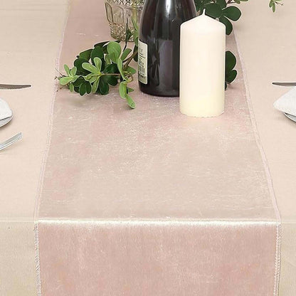 Premium Velvet 12"x108" Table Runner Blush - Sheen Finish Reusable Table Decor