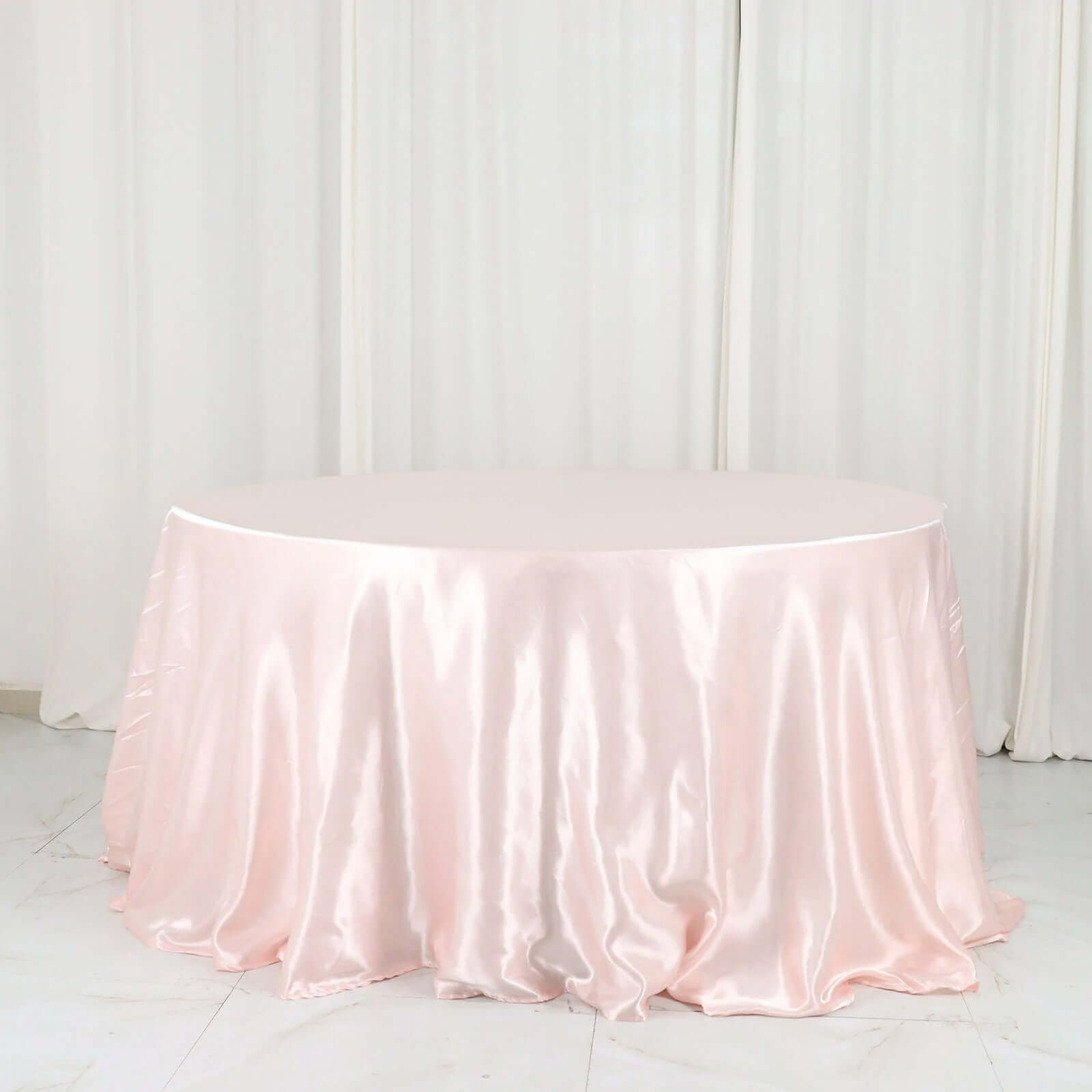 Satin 132" Round Tablecloth Blush - Stylish Seamless Table Cover