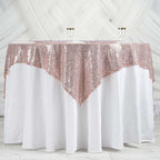 Sequin 60"x60" Table Overlay Square Tablecloth Blush - Luxe Wedding Table Topper