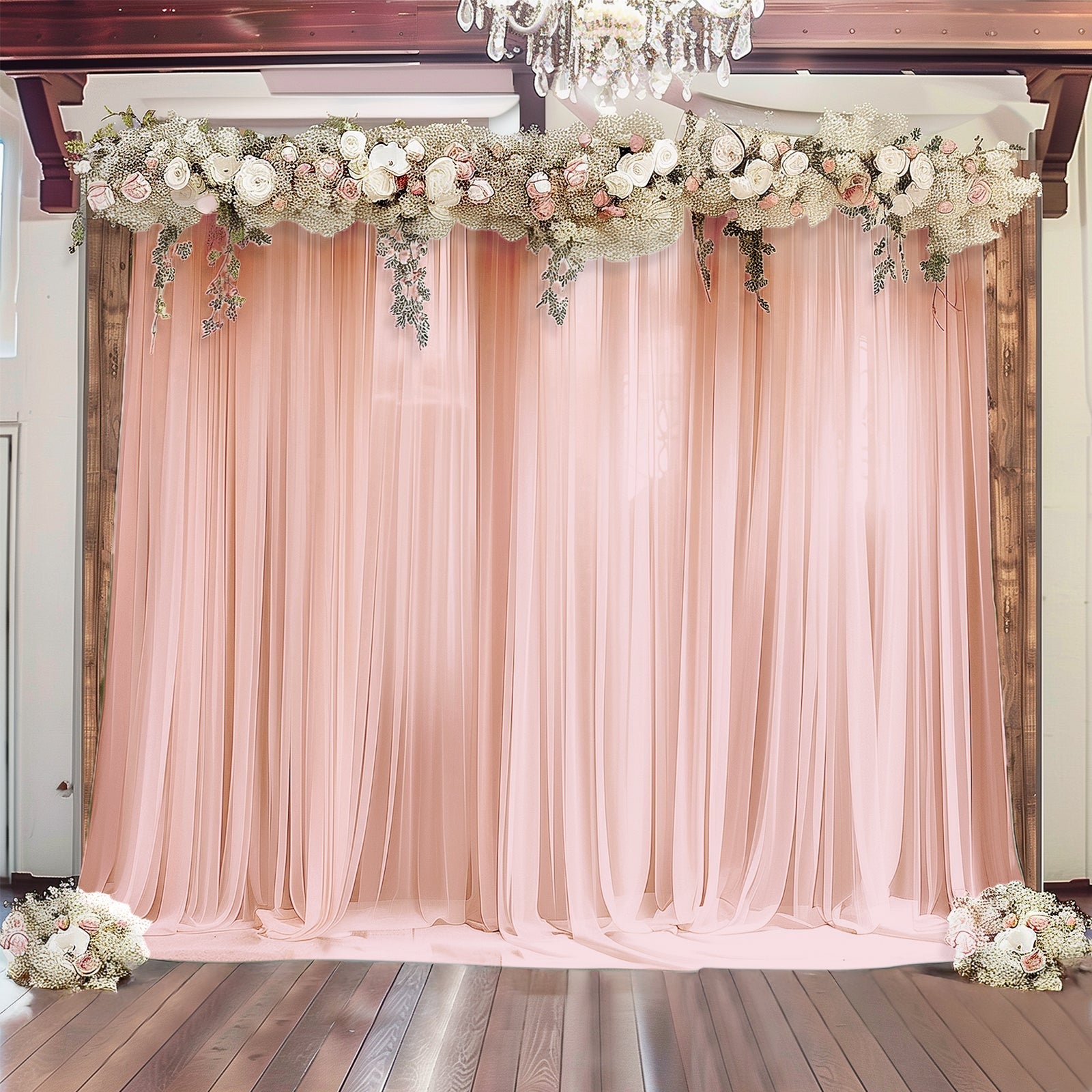 Blush Sheer Backdrop Drape â€“ 5ft x 14ft Wedding Arch & Ceiling Decor Panel, Wrinkle Free with Soft Shimmer - Bell Racket Store