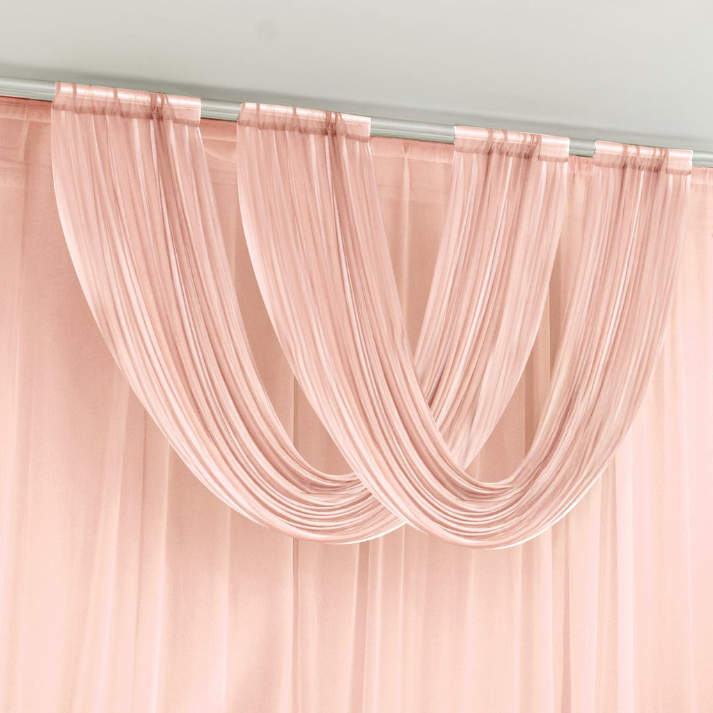 Blush Sheer Chiffon Valance Curtain 4ft x 5ft â€“ Wedding Arch Drape with Rod Pocket, Voile Backdrop Panel - Bell Racket Store