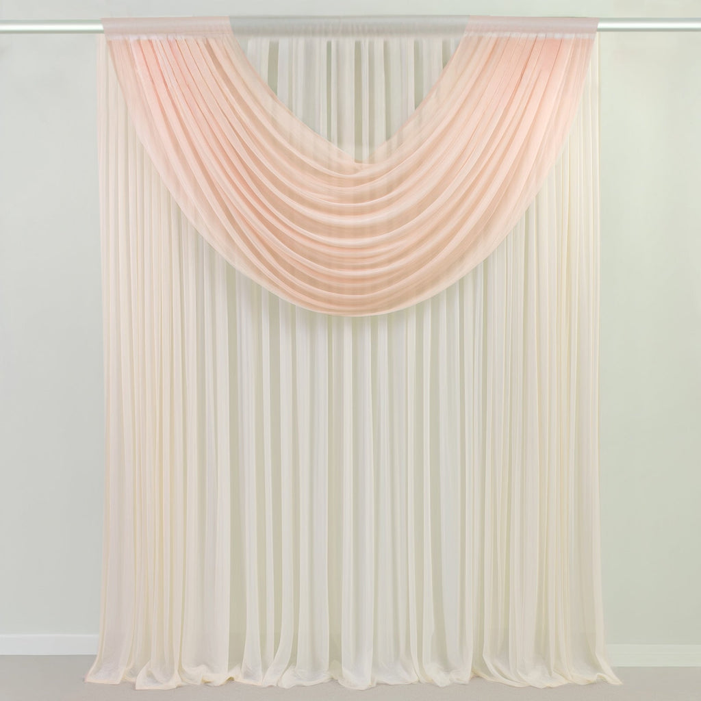 Blush Sheer Chiffon Valance Curtain 4ft x 5ft â€“ Wedding Arch Drape with Rod Pocket, Voile Backdrop Panel - Bell Racket Store