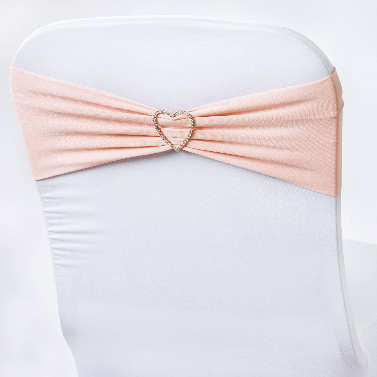 5 Pack Stretch Spandex Chair Sashes Blush - Fitted Finish Two Ply Heavy Duty Chair Bands 5"x12"