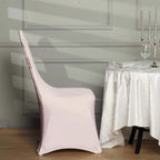 Spandex Chair Cover with Metallic Shimmer Tinsel Back for Banquet Chairs Blush - Fitted Slipcover