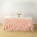 Taffeta 17ft Table Skirt Blush - Cascading Curly Willow Style Table Cover