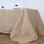 Burlap Jute 90"x156" Rectangle Tablecloth Natural - Rustic Boho Chic Seamless Table Linen