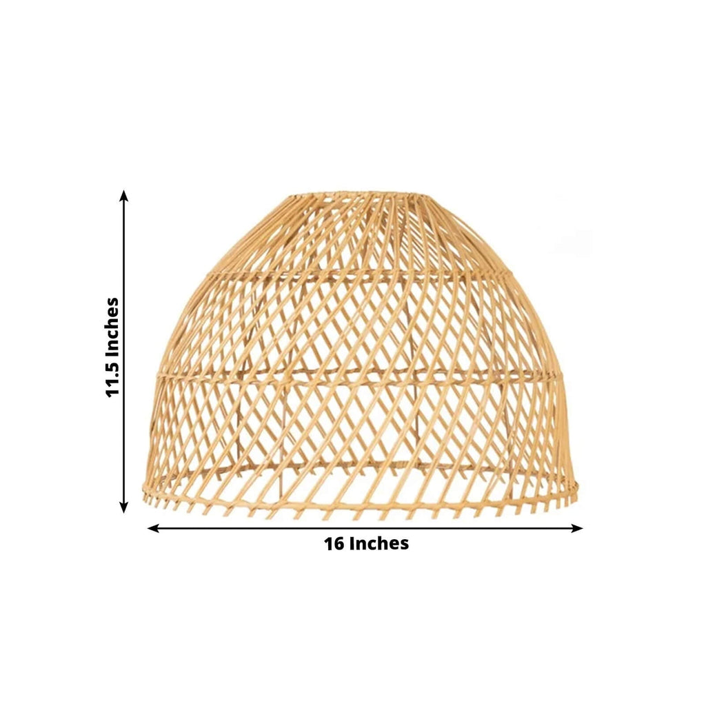 Boho Rattan Dome Pendant Shades â€“ 3 Pack Natural Woven Ceiling Lamp Covers â€“ 16" Round â€“ Shades Only - Bell Racket Store