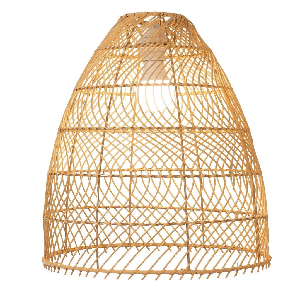 Boho Rattan Light Shades Set of 3 â€“ Natural Woven Pendant Lamp Covers in Cone Shape â€“ 16" 18" 20" â€“ Ceiling Shades Only - Bell Racket Store