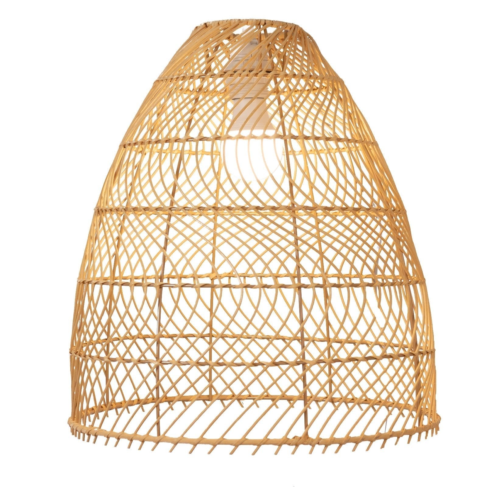Boho Rattan Light Shades Set of 3 â€“ Natural Woven Pendant Lamp Covers in Cone Shape â€“ 16" 18" 20" â€“ Ceiling Shades Only - Bell Racket Store
