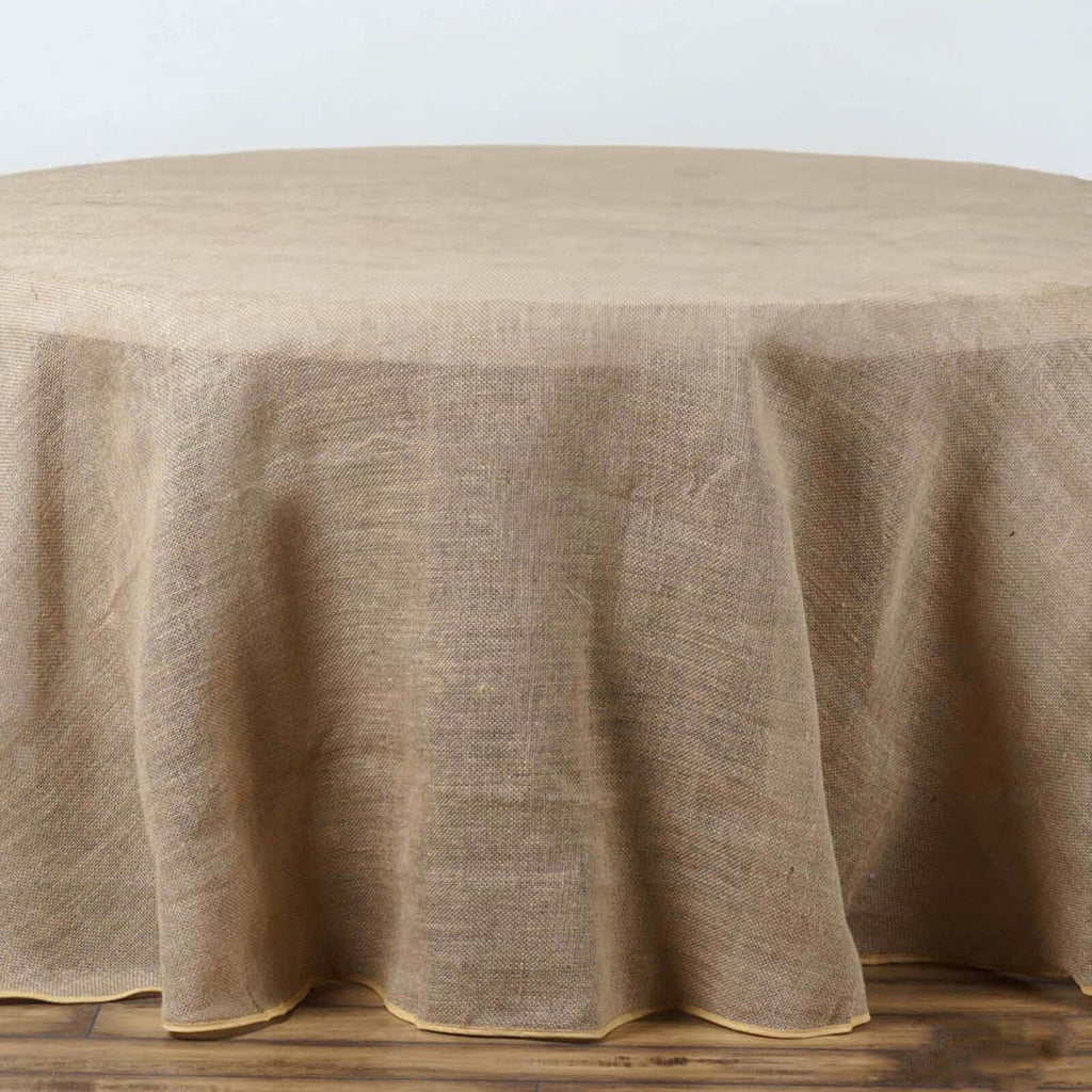 Burlap Jute 108" Round Tablecloth Natural - Rustic Boho Chic Table Linen