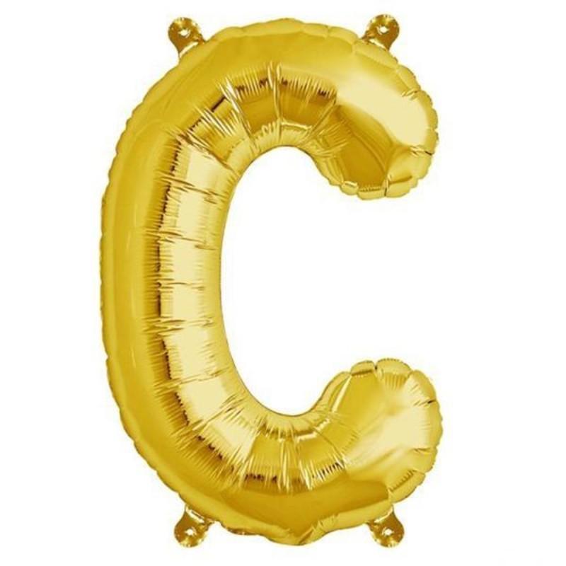 13" Matte Gold Letter and Number Balloons, Mylar Foil Balloons
