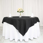 100% Cotton 70"x70" Table Overlay Square Tablecloth Black Linen - Soft & Breathable Fabric Table Topper