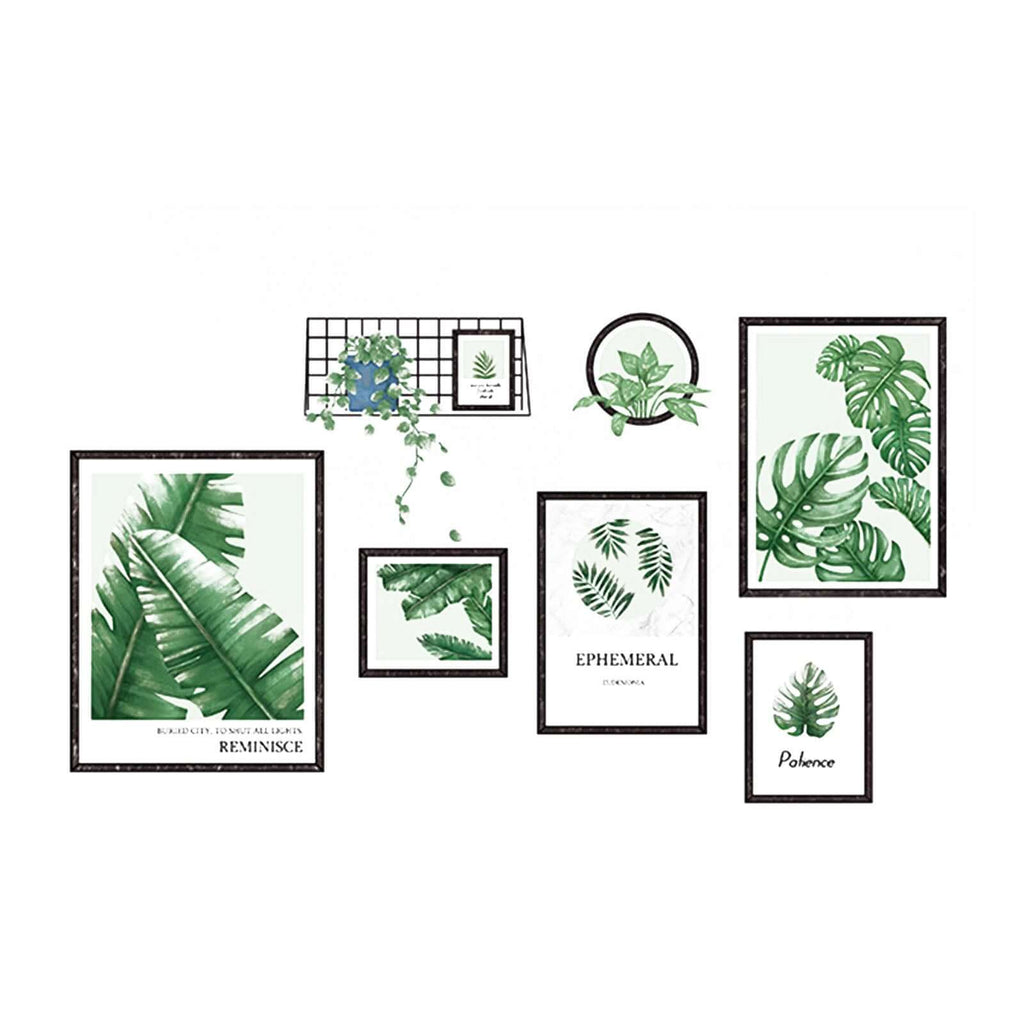 Green Tropical Plant Leaves Flat Frame Wall Decals, Art Decor Stickers