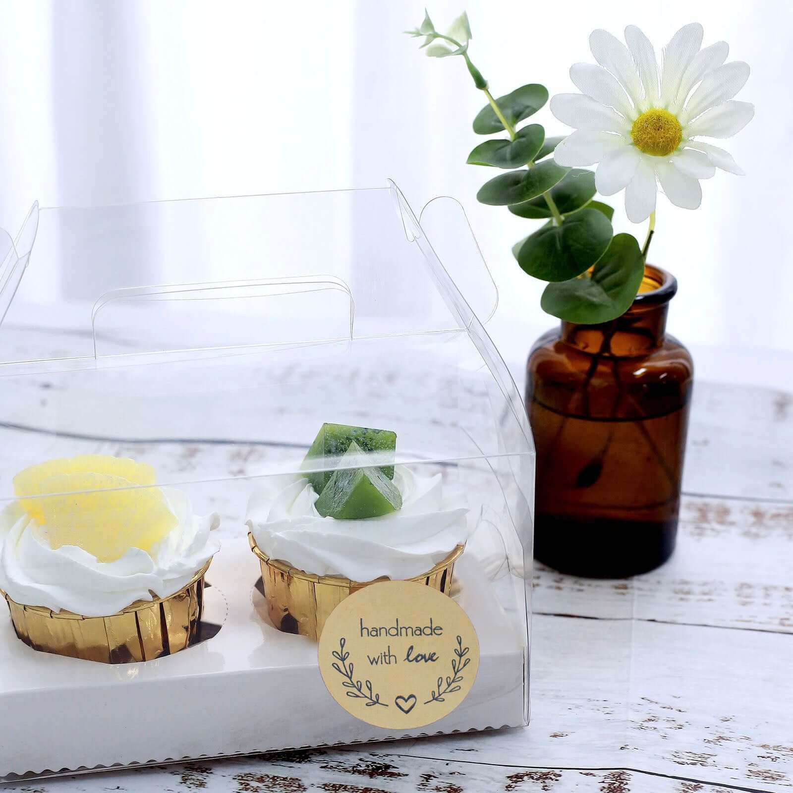 500Pcs 1.5â€ Handmade with Love Olive Branch Stickers Roll, Cookie and Bakery Box Labels - Round