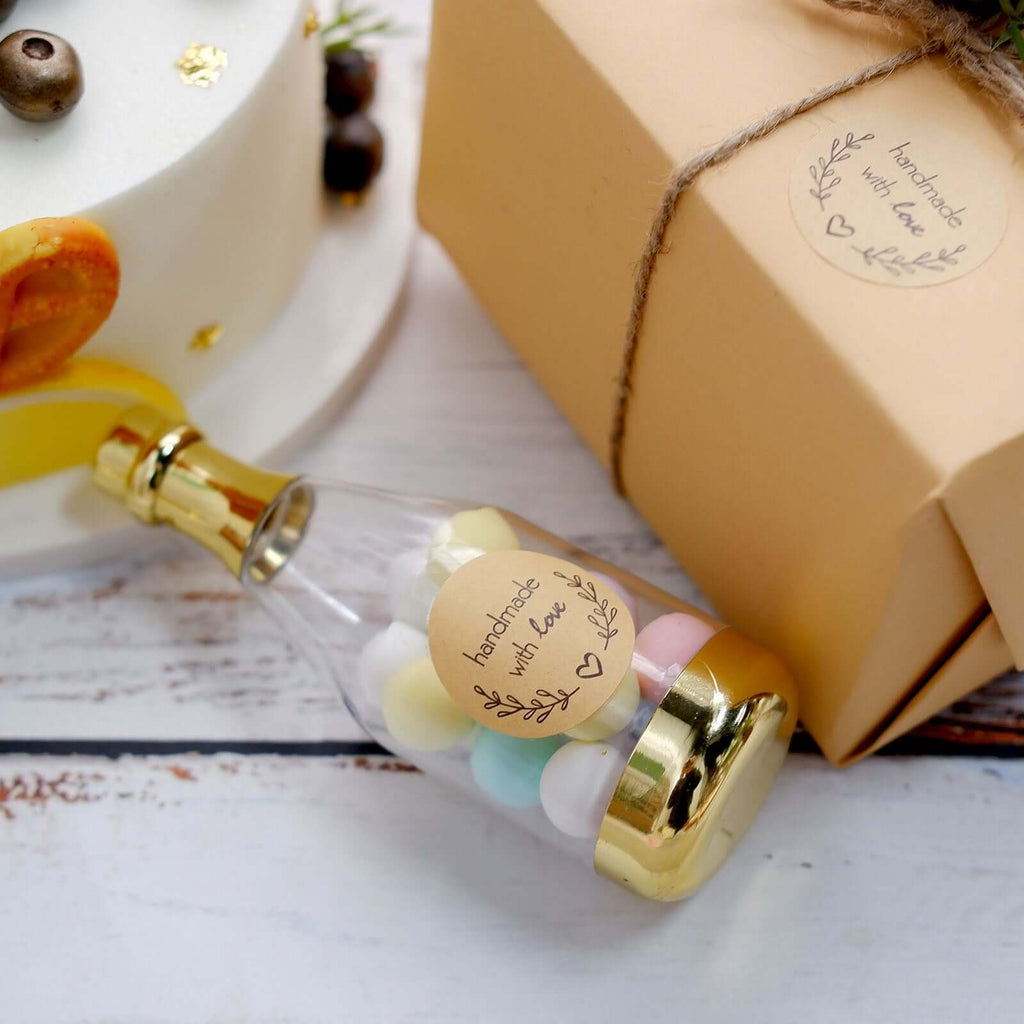 500Pcs 1.5â€ Handmade with Love Olive Branch Stickers Roll, Cookie and Bakery Box Labels - Round