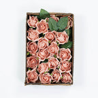24 Roses 2" Dusty Rose Artificial Foam Flowers With Stem Wire and Leaves