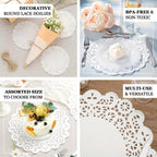 100 Pcs Paper 4" Round Placemats in White - Food Grade Lace Paper Doilies for Dessert Display & Table Decor