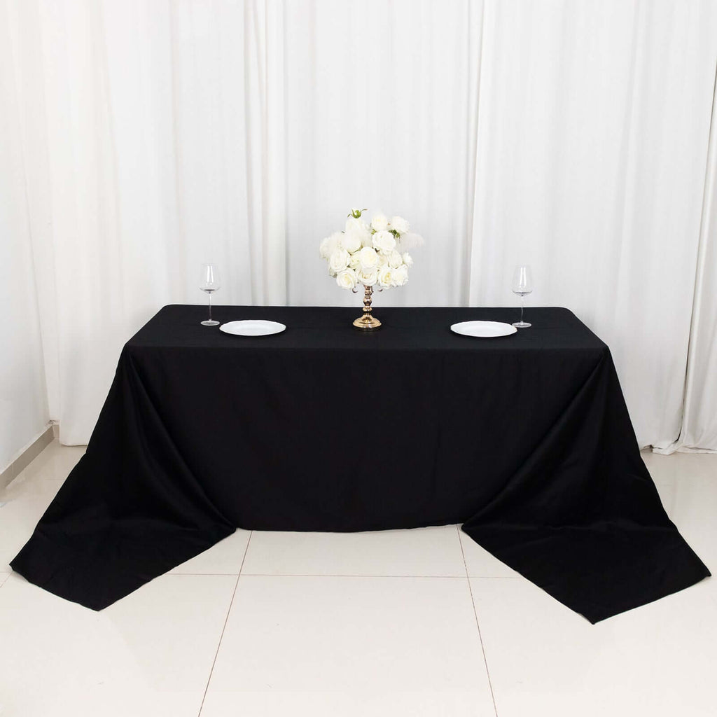 100% Cotton 90"x156" Rectangle Tablecloth Black Linen - Seamless, Soft & Breathable Table Cover