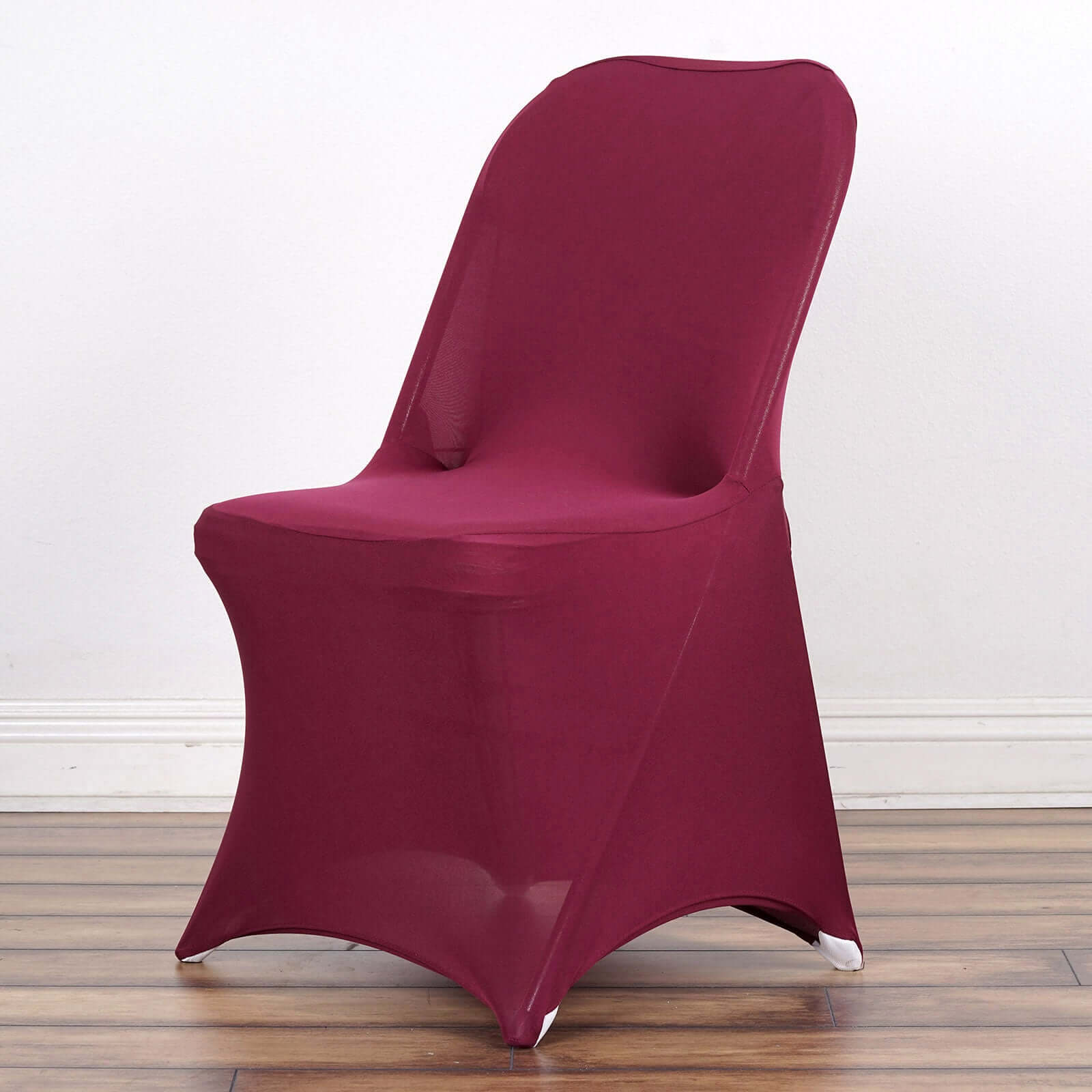 Stretch Spandex Chair Cover Burgundy for Folding Chairs - Reusable & Wrinkle-Resistant 160GSM Fitted Slipcover