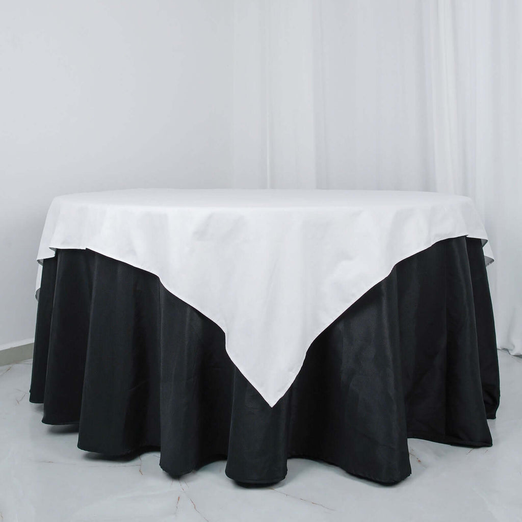 100% Cotton 70"x70" Table Overlay Square Tablecloth White Linen - Sophisticated, Soft & Breathable Fabric Table Cover