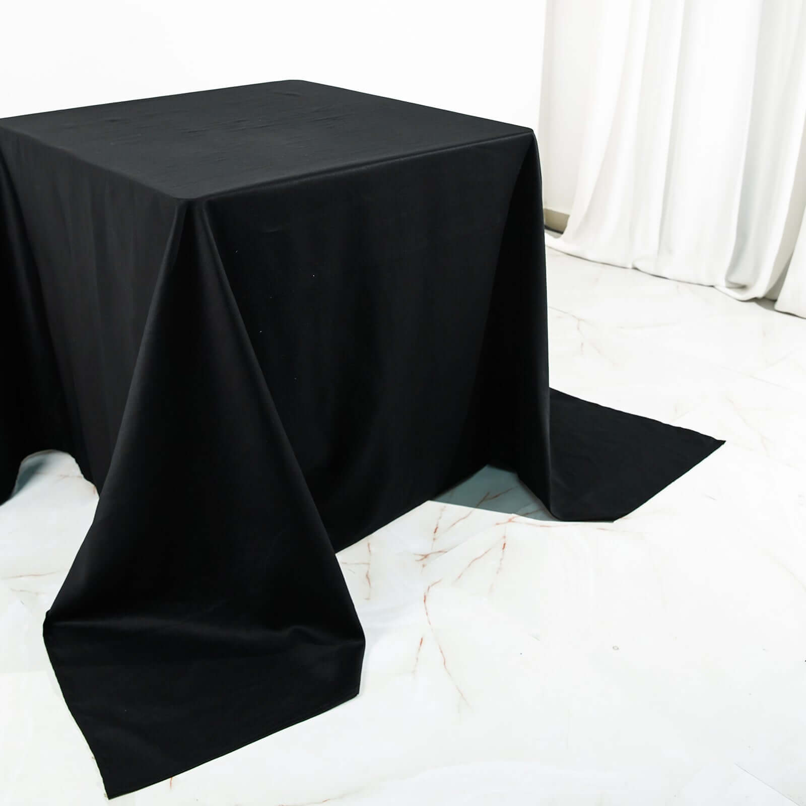 100% Cotton 90"x90" Square Tablecloth Black Linen - Soft & Breathable Fabric Table Cover