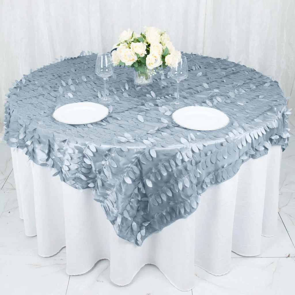 Taffeta 72"x72" Table Overlay Square Tablecloth Dusty Blue - 3D Leaf Petal Table Cover
