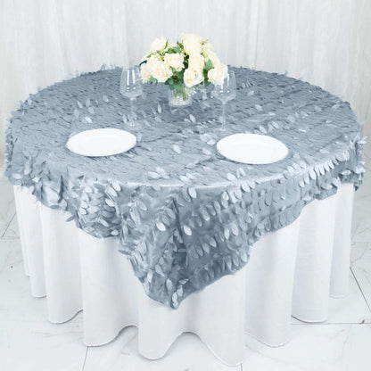 Taffeta 72"x72" Table Overlay Square Tablecloth Dusty Blue - 3D Leaf Petal Table Cover