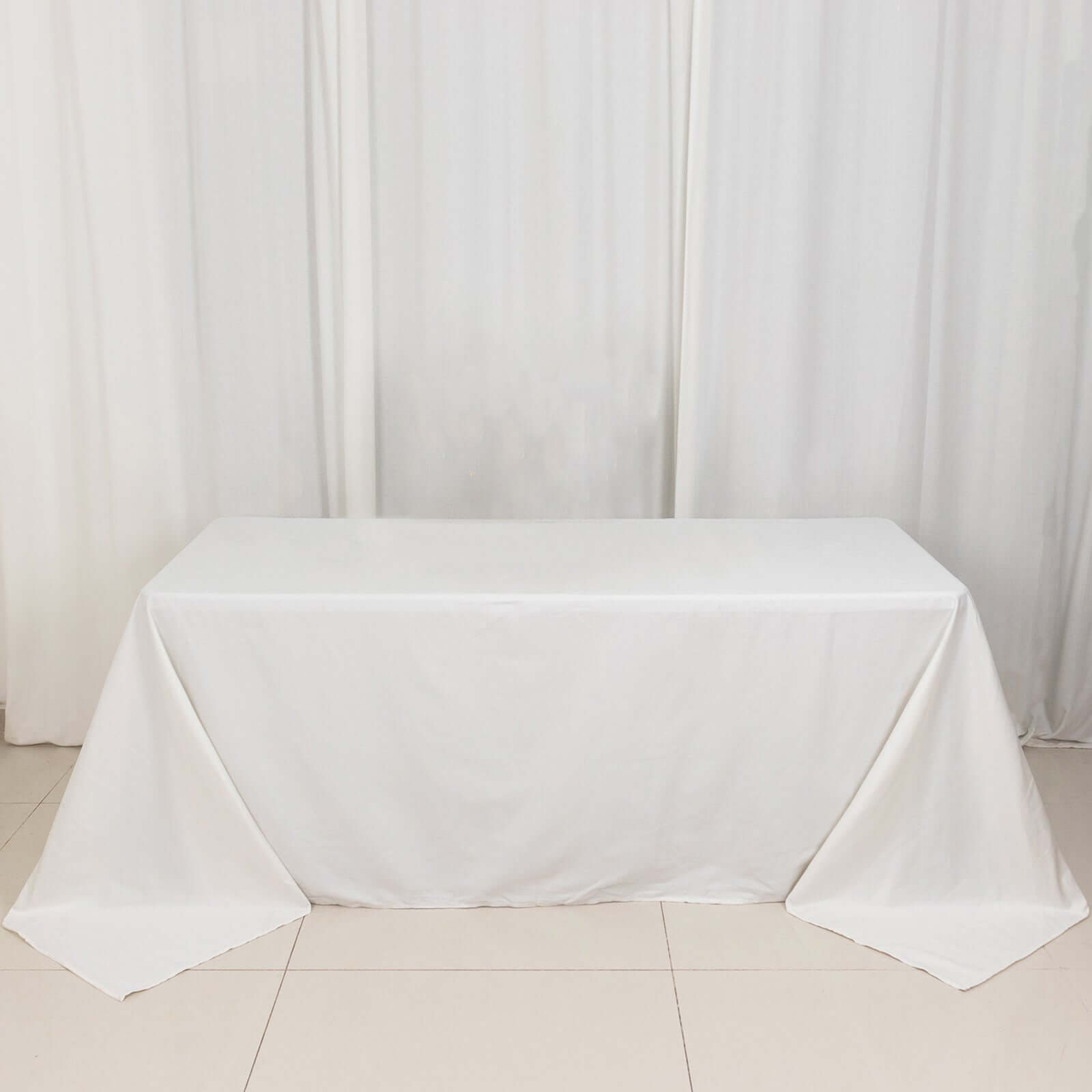100% Cotton 90"x132" Rectangle Tablecloth White Linen - Seamless, Soft & Breathable Table Cover