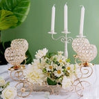 Candle Holder 4-Arm Gold Metal Crystal Cinderella Carriage Wedding Centerpiece - Decorative Display 18"
