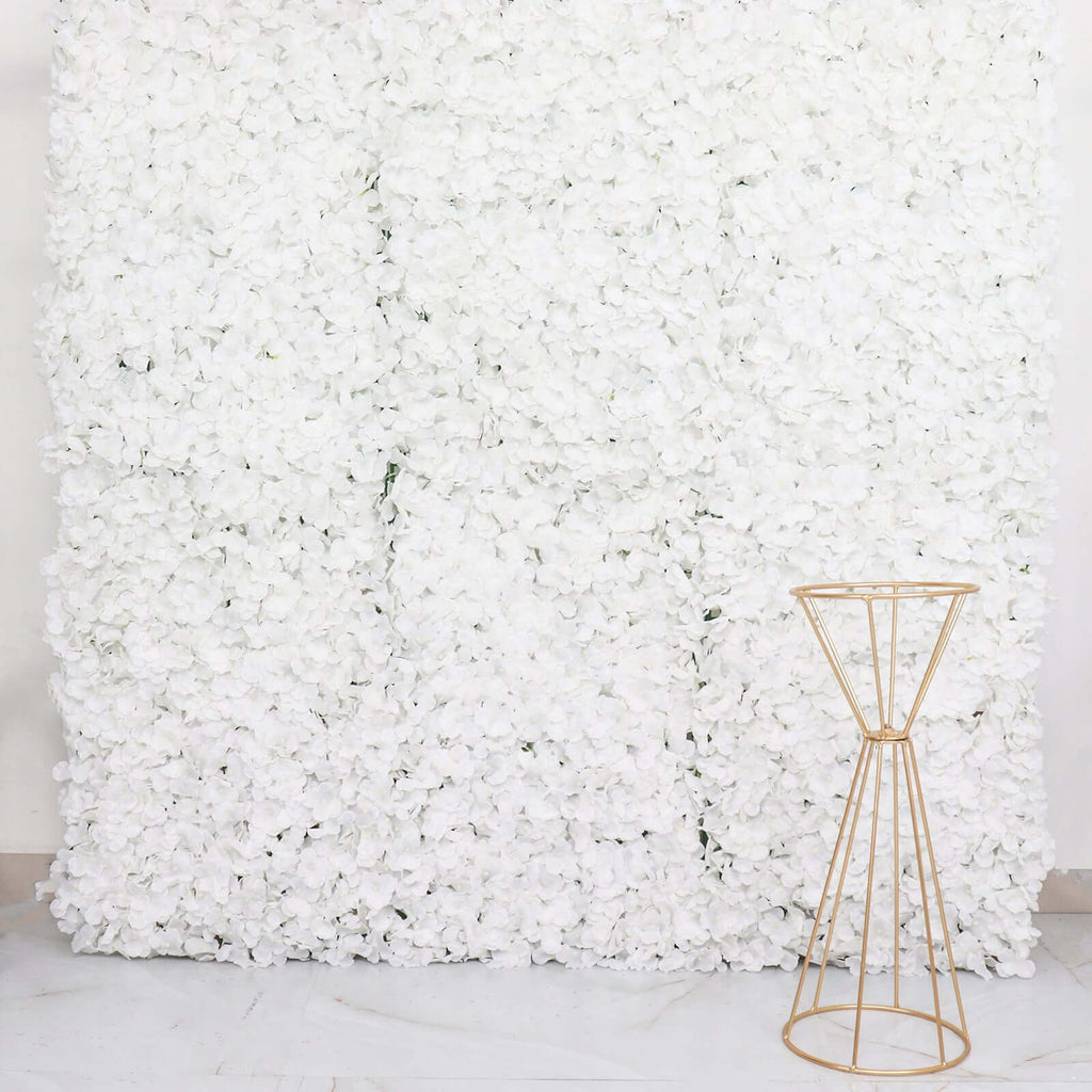 11 Sq ft. White UV Protected Hydrangea Flower Wall Mat Backdrop - 4 Artificial Panels