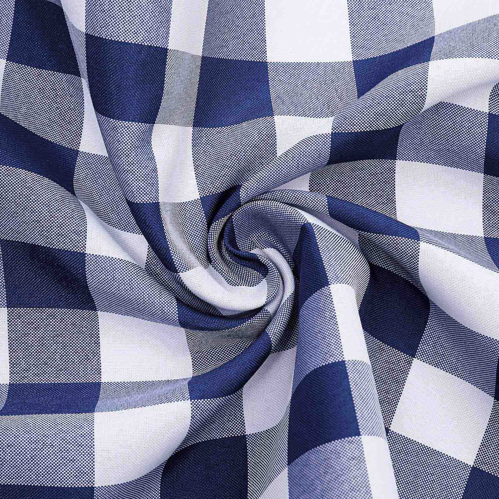 5 Pack Polyester 15"x15" Napkins Navy Blue/White Buffalo Plaid Gingham Style Cloth Napkins