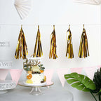 7.5ft Long Metallic Gold Foil Tassels Fringe Garland, Tinsel Streamer Party Backdrop Decorations