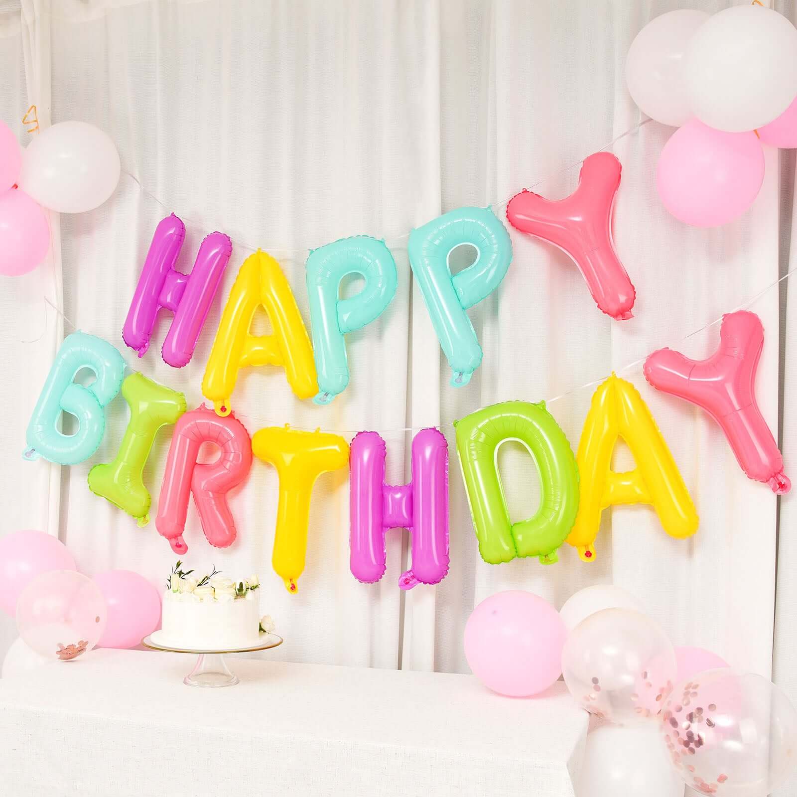13" Ready-To-Use Colorful "Happy Birthday" Mylar Foil Balloon Banner