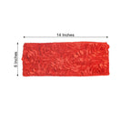 5 Pack Satin Spandex Chair Sashes Red - Rosette Design Stretch Chair Bands 6"x14"