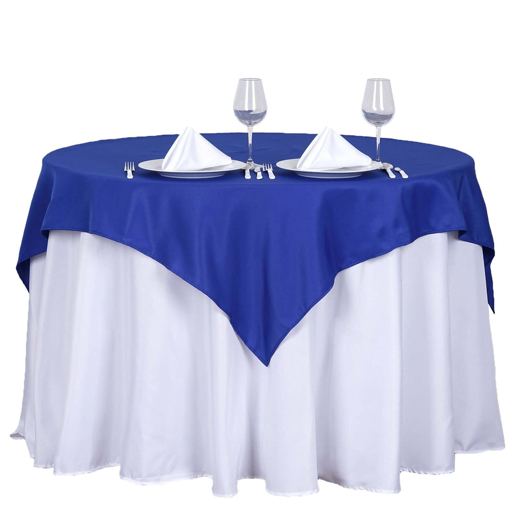 Polyester 54"x54" Table Overlay Square Tablecloth Royal Blue - Wrinkle-Resistant & Durable Table Cover