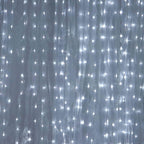 20ftx10ft White Sheer Organza w Cool LED Lights Decorative Curtain Panel