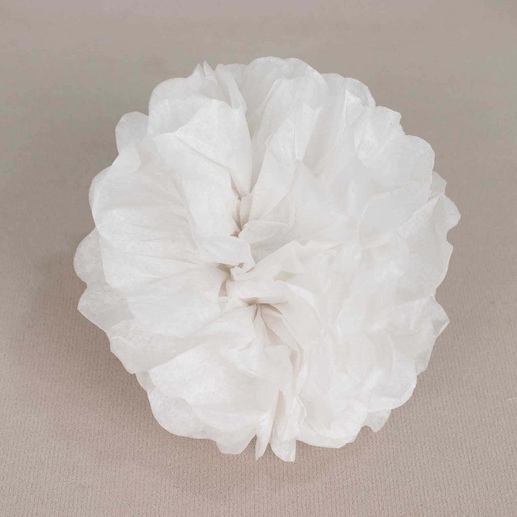 6 Pack 6" White Tissue Paper Pom Poms Flower Balls, Ceiling Wall Hanging Decorations