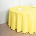 Polyester 120" Round Tablecloth Yellow - Seamless Wrinkle-Resistant Table Cover