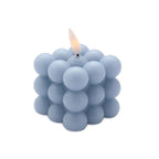 2-Pack LED Flameless Cube Candles Flickering Warm White Dusty Blue - Battery Operated Bubble Design 2"
