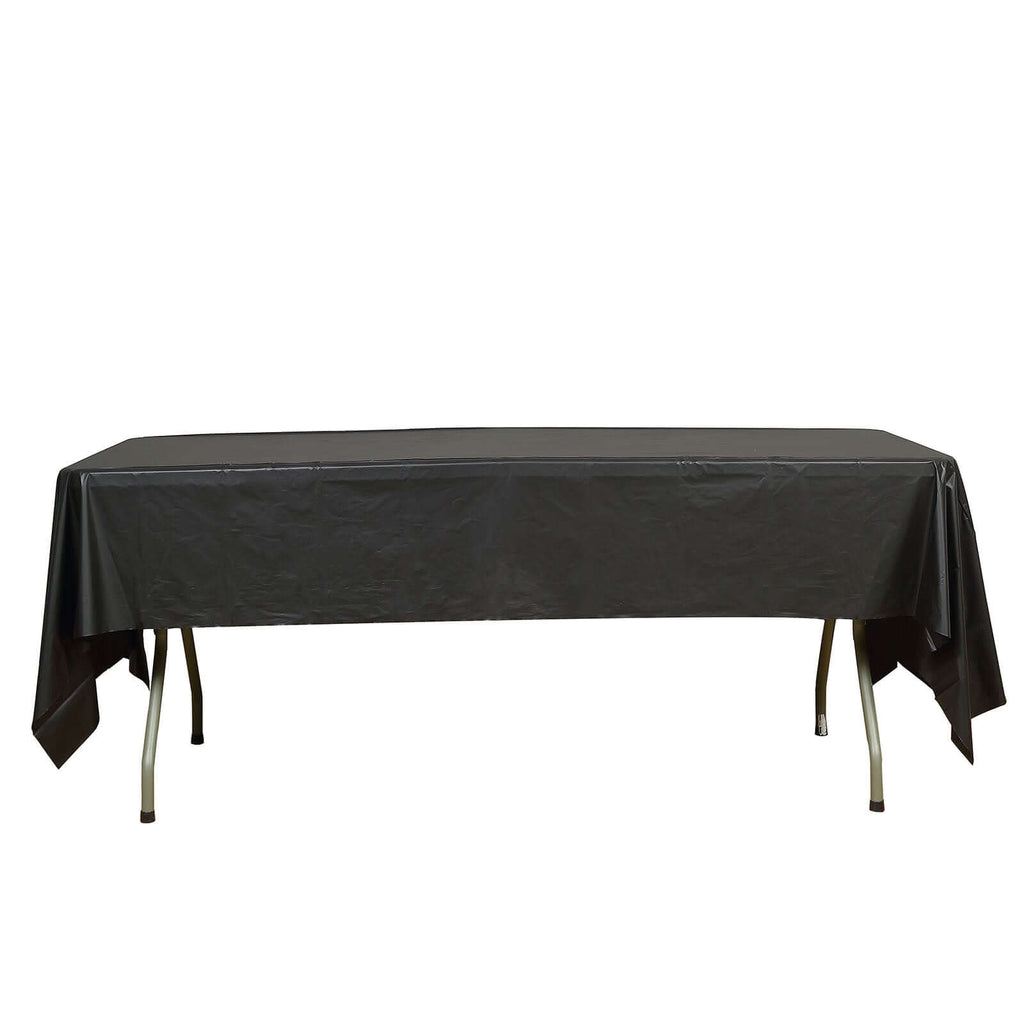 5-Pack Plastic Table Covers Black Rectangle - Reliable PVC Disposable Covers for Gatherings 54"x108"
