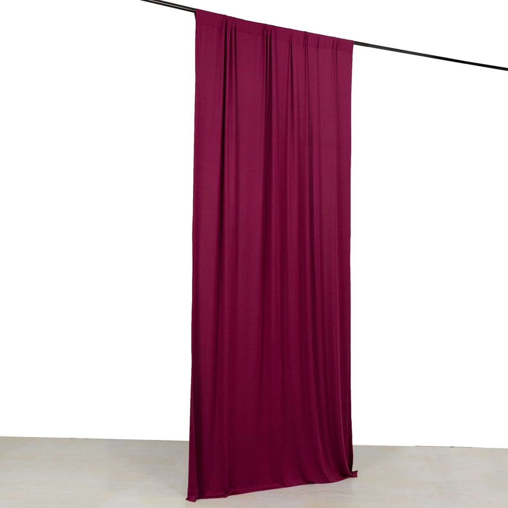 Burgundy 4 - Way Stretch Spandex Event Curtain Drapes, Wrinkle Free Backdrop Event Panel with Rod Pockets - 5ftx10ft - Bell Racket Store