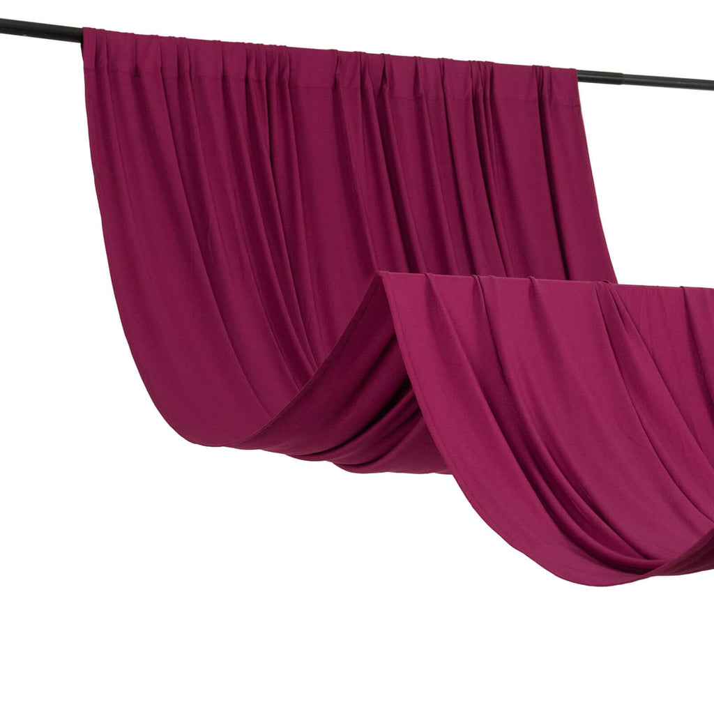 Burgundy 4 - Way Stretch Spandex Event Curtain Drapes, Wrinkle Free Backdrop Event Panel with Rod Pockets - 5ftx10ft - Bell Racket Store