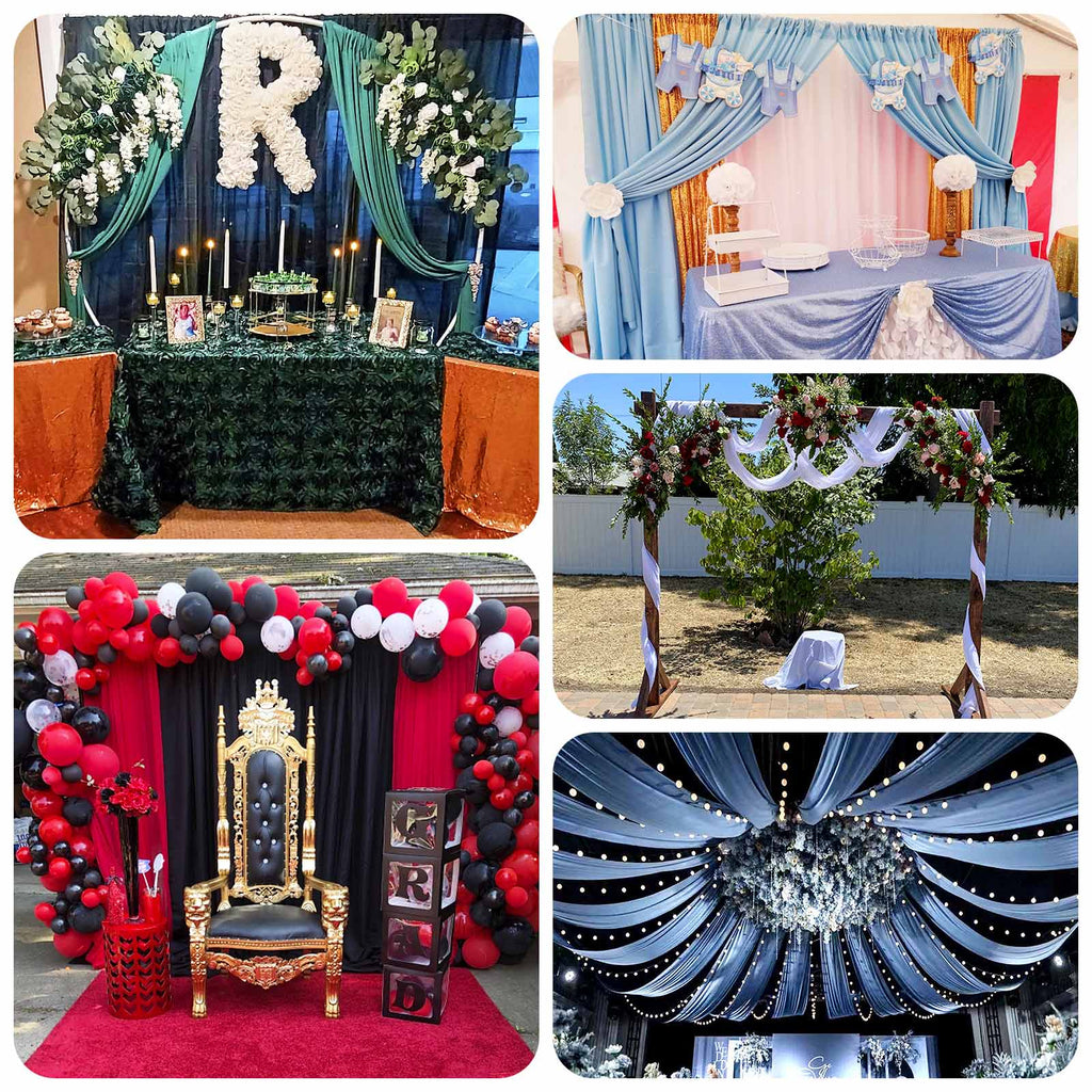 Burgundy 4 - Way Stretch Spandex Event Curtain Drapes, Wrinkle Free Backdrop Event Panel with Rod Pockets - 5ftx14ft - Bell Racket Store