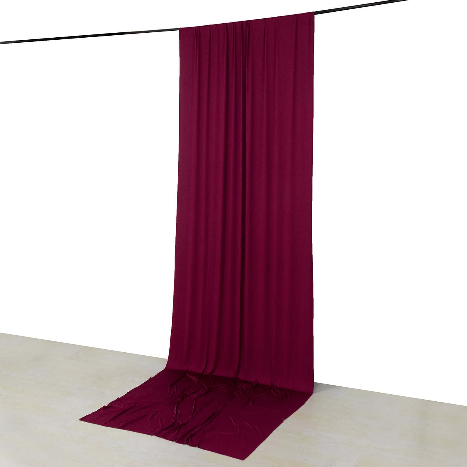 Burgundy 4 - Way Stretch Spandex Event Curtain Drapes, Wrinkle Free Backdrop Event Panel with Rod Pockets - 5ftx14ft - Bell Racket Store