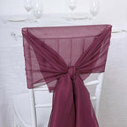 5 Pack Chiffon Chair Sashes Burgundy - Soft & Lightweight Designer Chair Bows 22"x78"