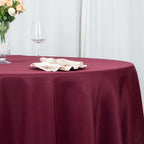 Premium Polyester 108" Round Tablecloth Burgundy - Wrinkle-Resistant 220GSM Table Cover