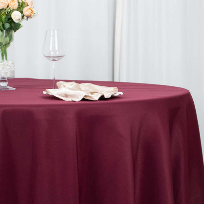 Premium Polyester 108" Round Tablecloth Burgundy - Wrinkle-Resistant 220GSM Table Cover