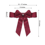 5 Pack Satin Faux Leather Chair Sashes Burgundy - Durable Double Sided Pre-tied Bow Tie Chair Bands with Diamond Rhinestone Buckles